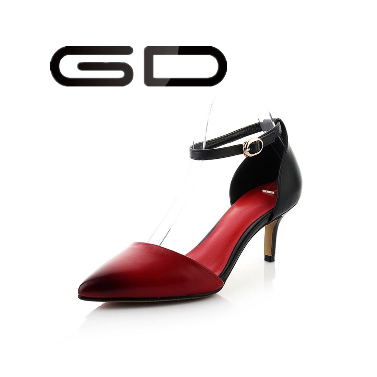 Lady Color Matching a-Shaped Buckle Belt High Heel Sandel Shoes