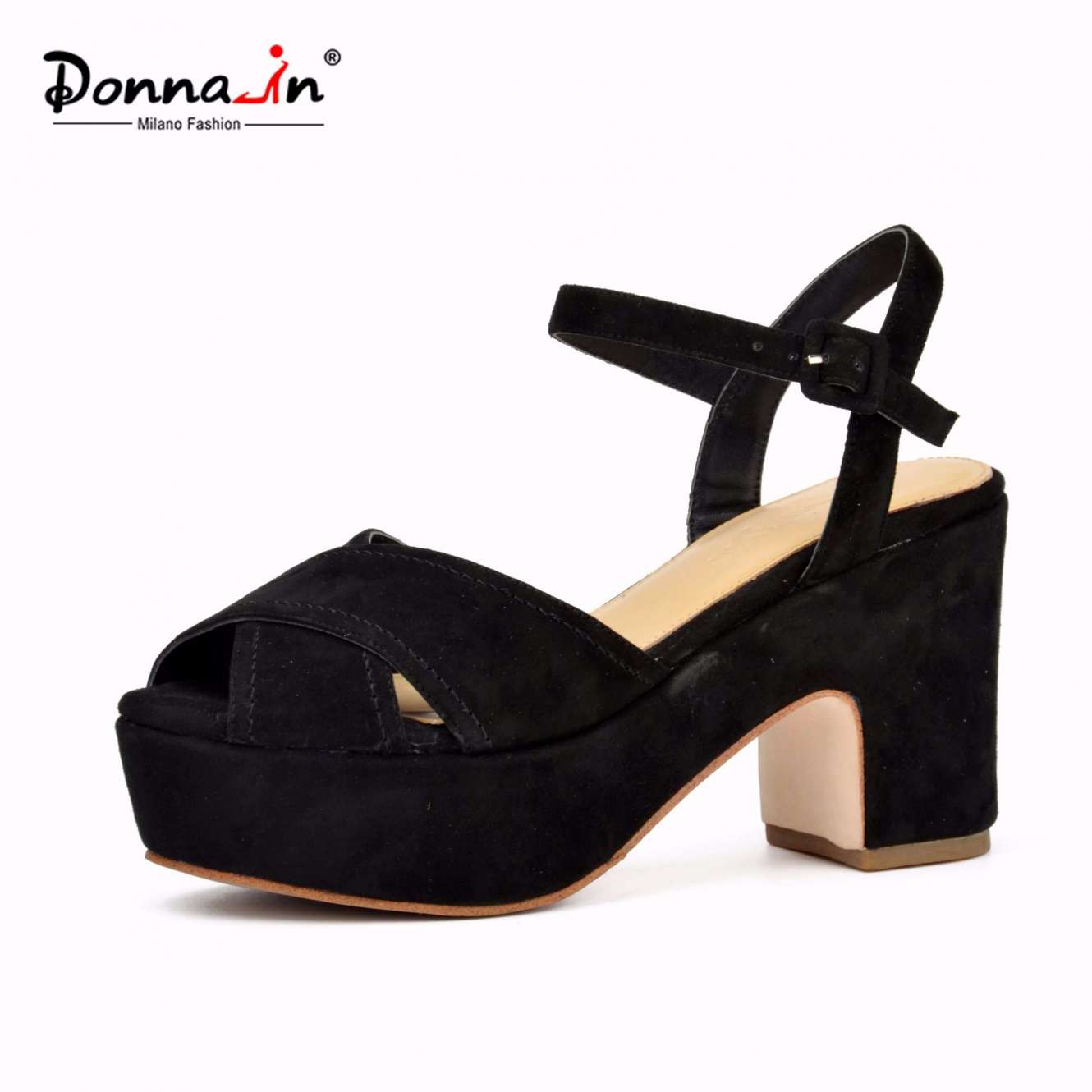 Fashion Lady Suede Leather High Heels Women Causal Platform Sandals