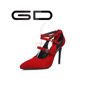 Red Upper Suede Material Buckle Pumps Shoes for Wedding Dress