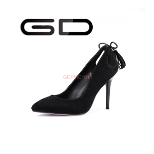 Mamufacture Design Suede Leather Black Women High Heel Dress Shoes