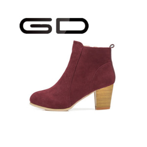 Fashion Lady Wooden Heel Cool Leather Boot Women Casual Shoes